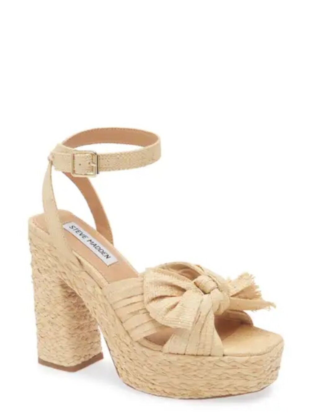 Steve Madden Romey Raffia Platform Ankle Strap Sandal (Women)